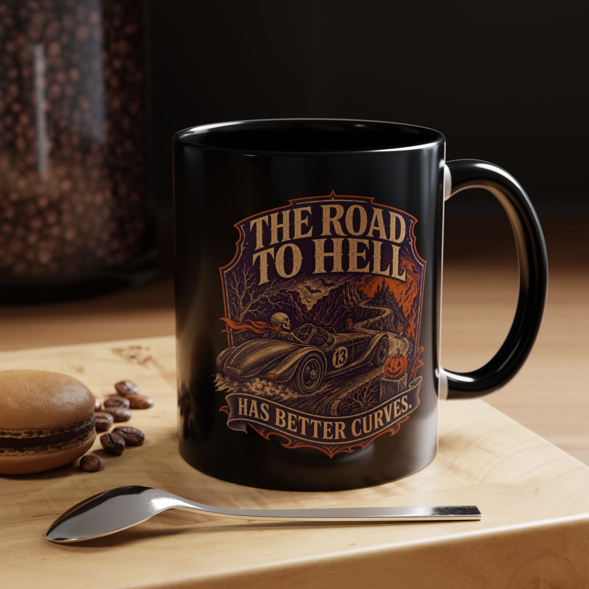 The Road to Hell Has Better Curves – Ceramic Halloween Mug | 11 oz & 15 oz