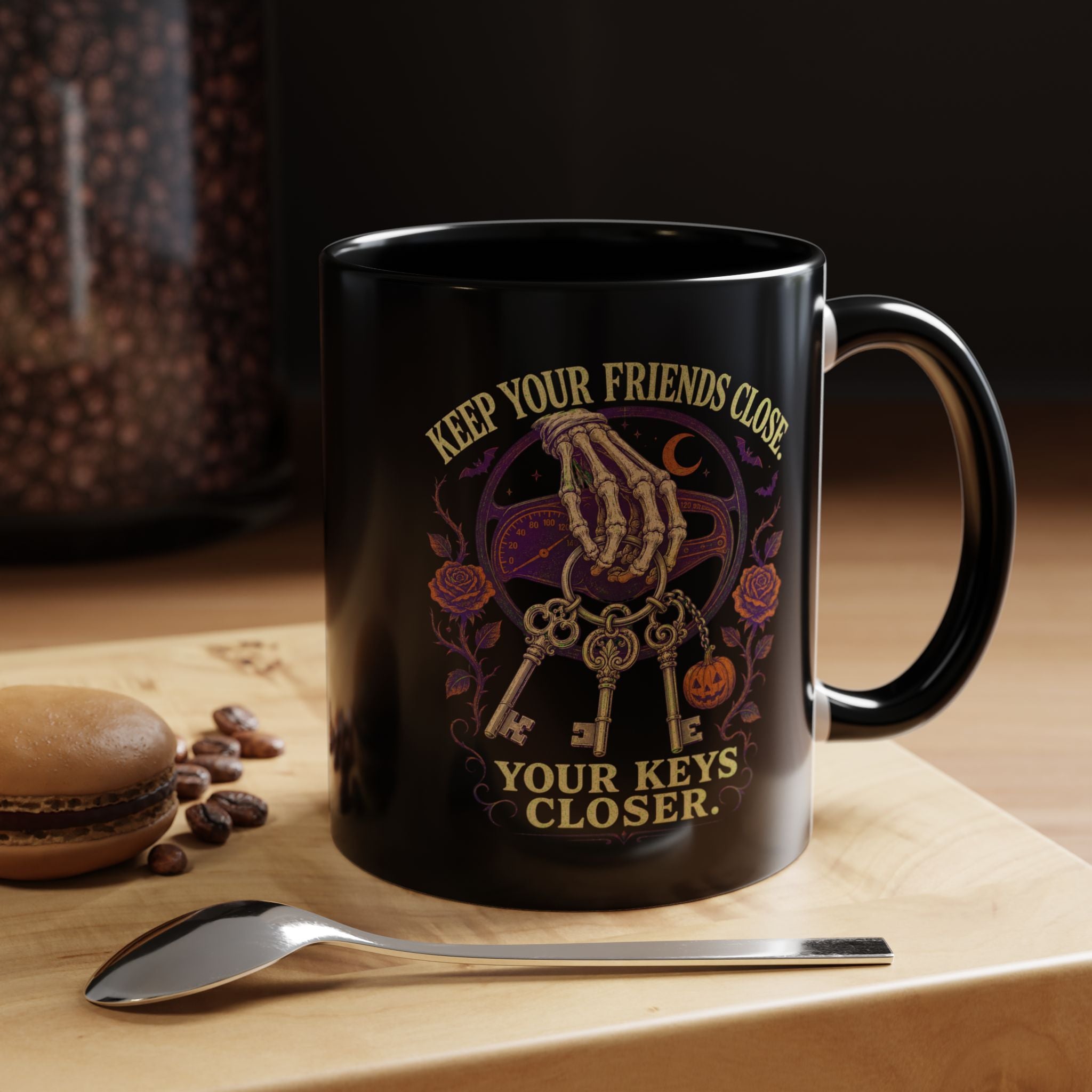 Keep Your Friends Close, Your Keys Closer – Accent Coffee Halloween Mug | 11 oz & 15 oz