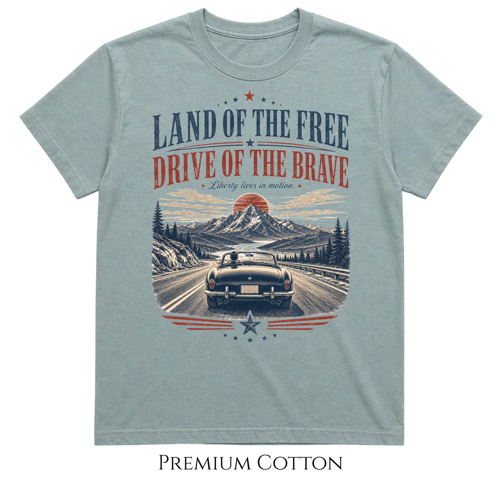 Land of the Free Drive of the Brave Patriotic Car T-Shirt