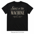 black t-shirt with typography Soul In The Machine and a classic convertible line art vehicle made for car enthusiasts