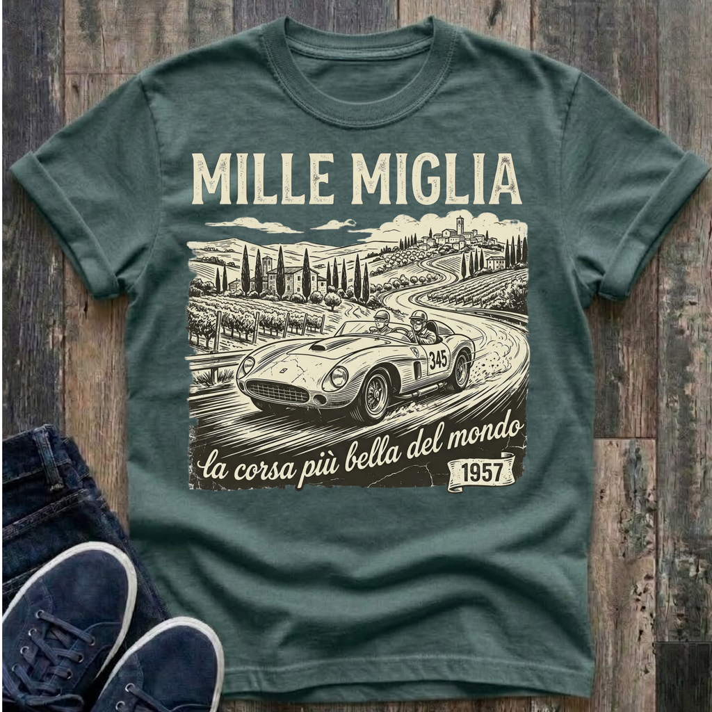 1957 Mille Miglia, The Most Beautiful Race In The World T-Shirt