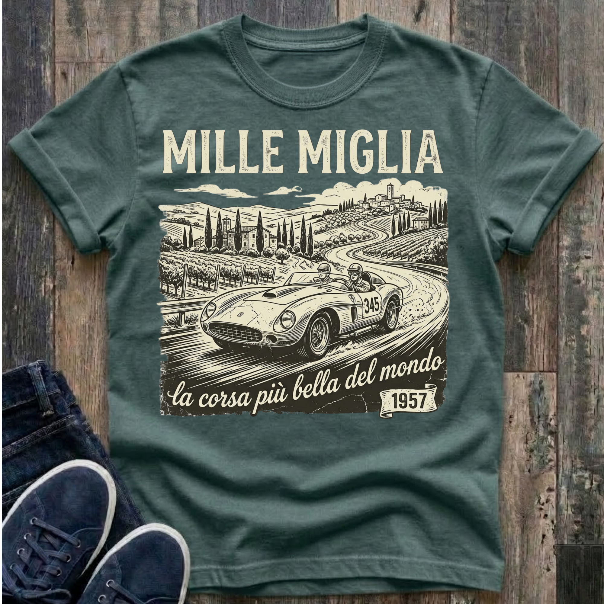 1957 Mille Miglia, The Most Beautiful Race In The World T-Shirt