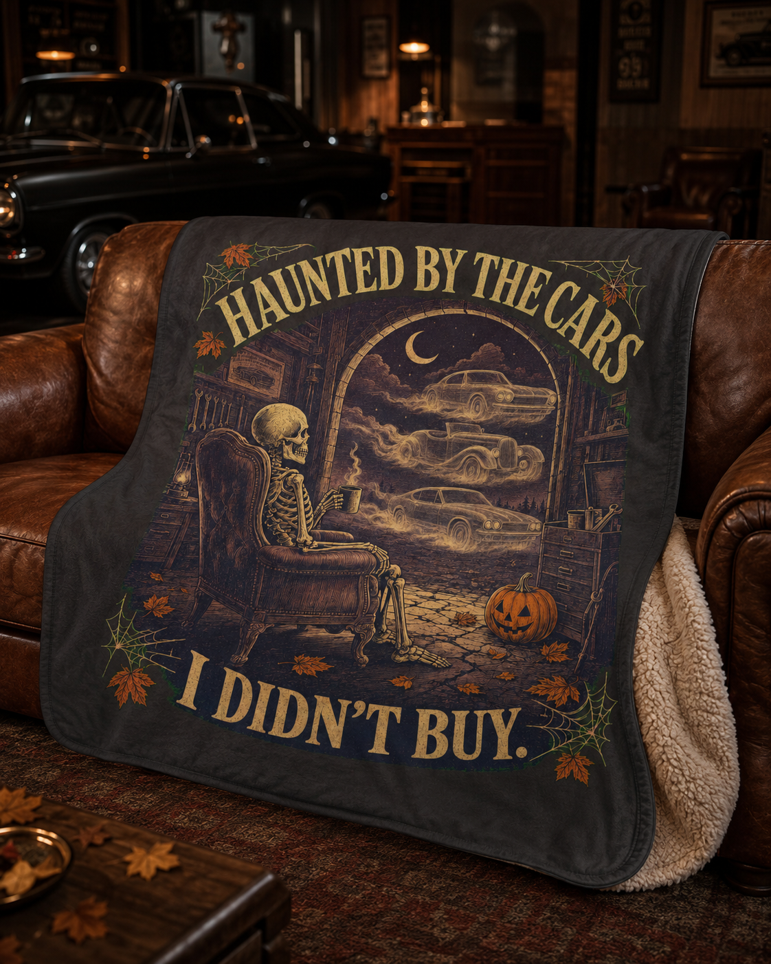 Fleece Sherpa Blanket- Haunted by the Cars I Didn’t Buy Halloween Gift