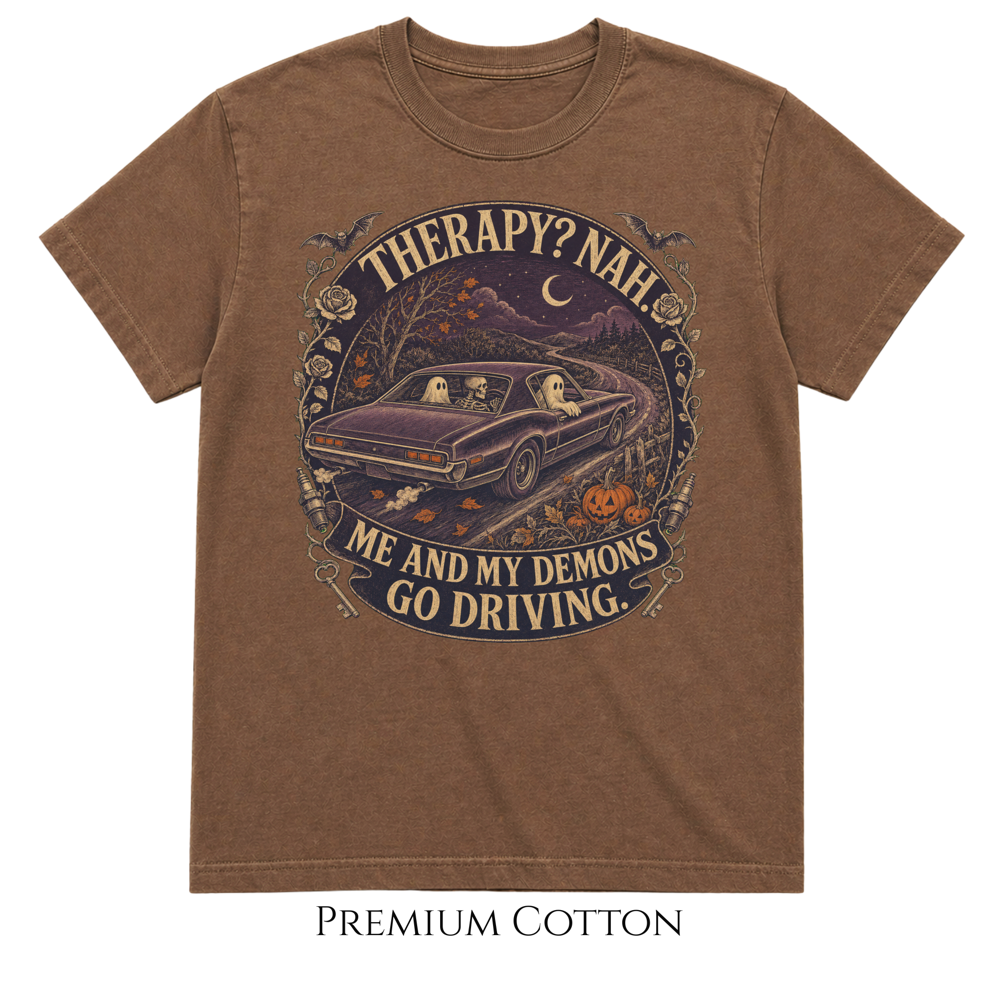 Therapy? Nah. Me and My Demons Go Driving Halloween Car T-Shirt