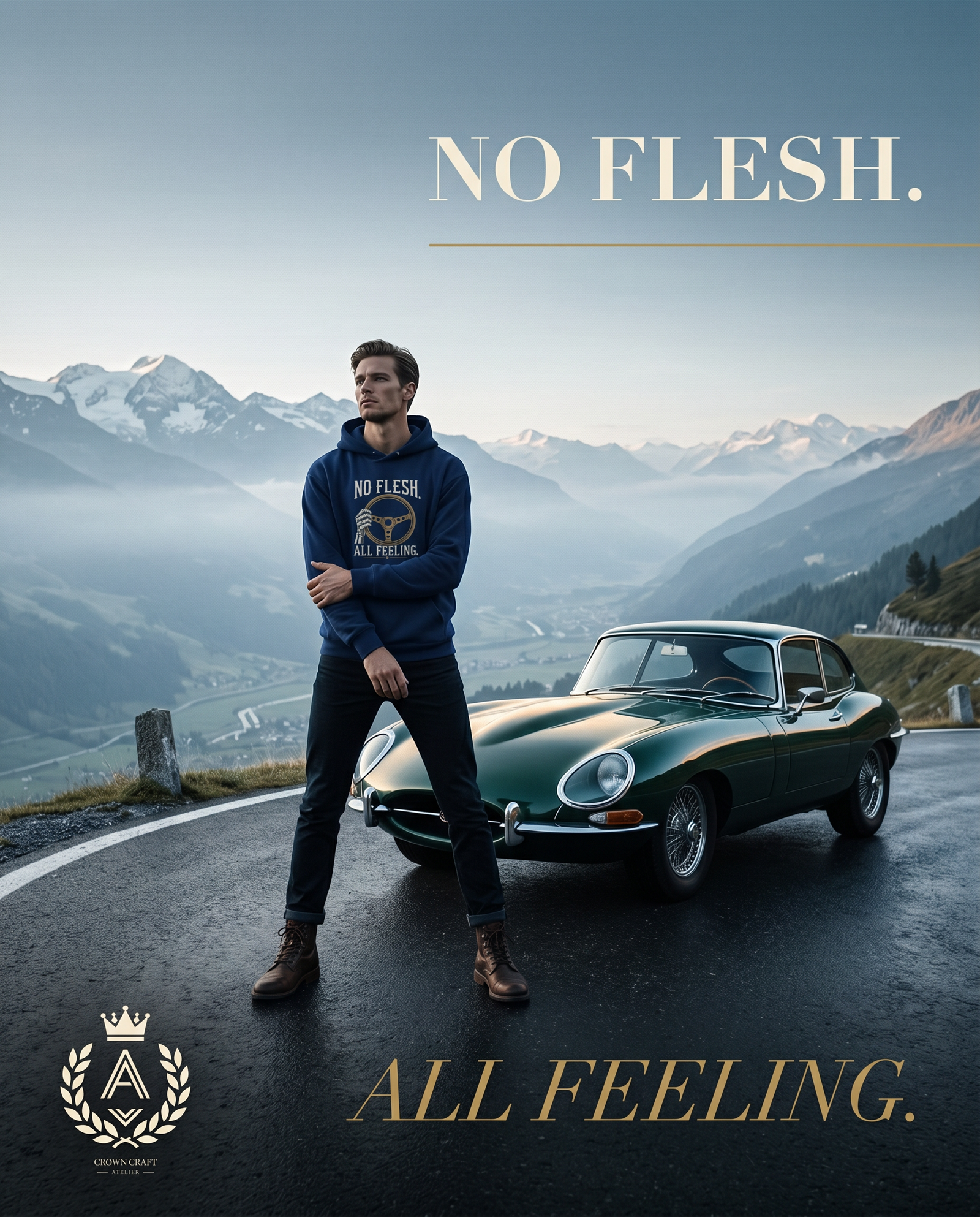 No Flesh All Feeling Hoodie | Skeleton Hand Steering Wheel Car Enthusiast Hoodie