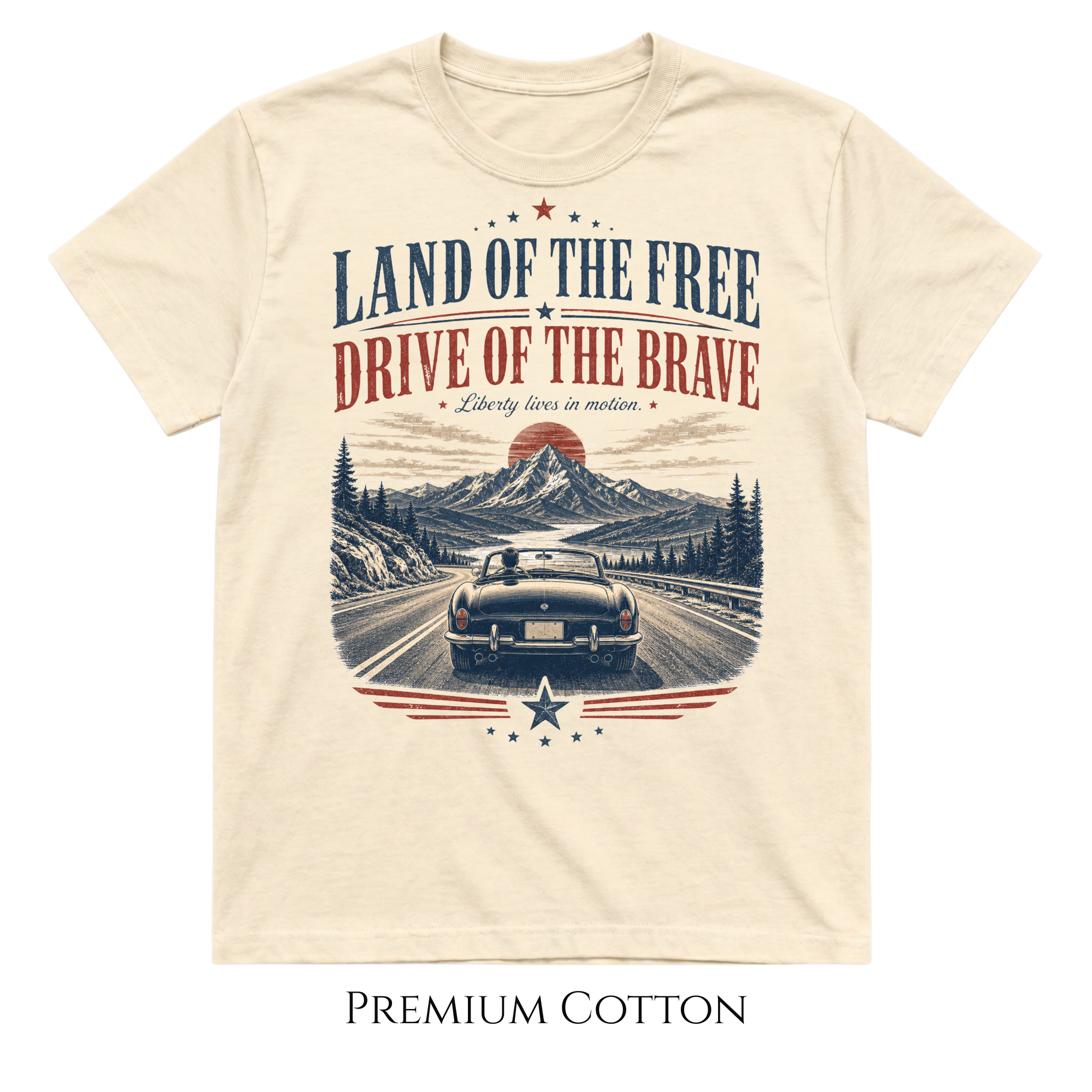 Land of the Free Drive of the Brave Patriotic Car T-Shirt