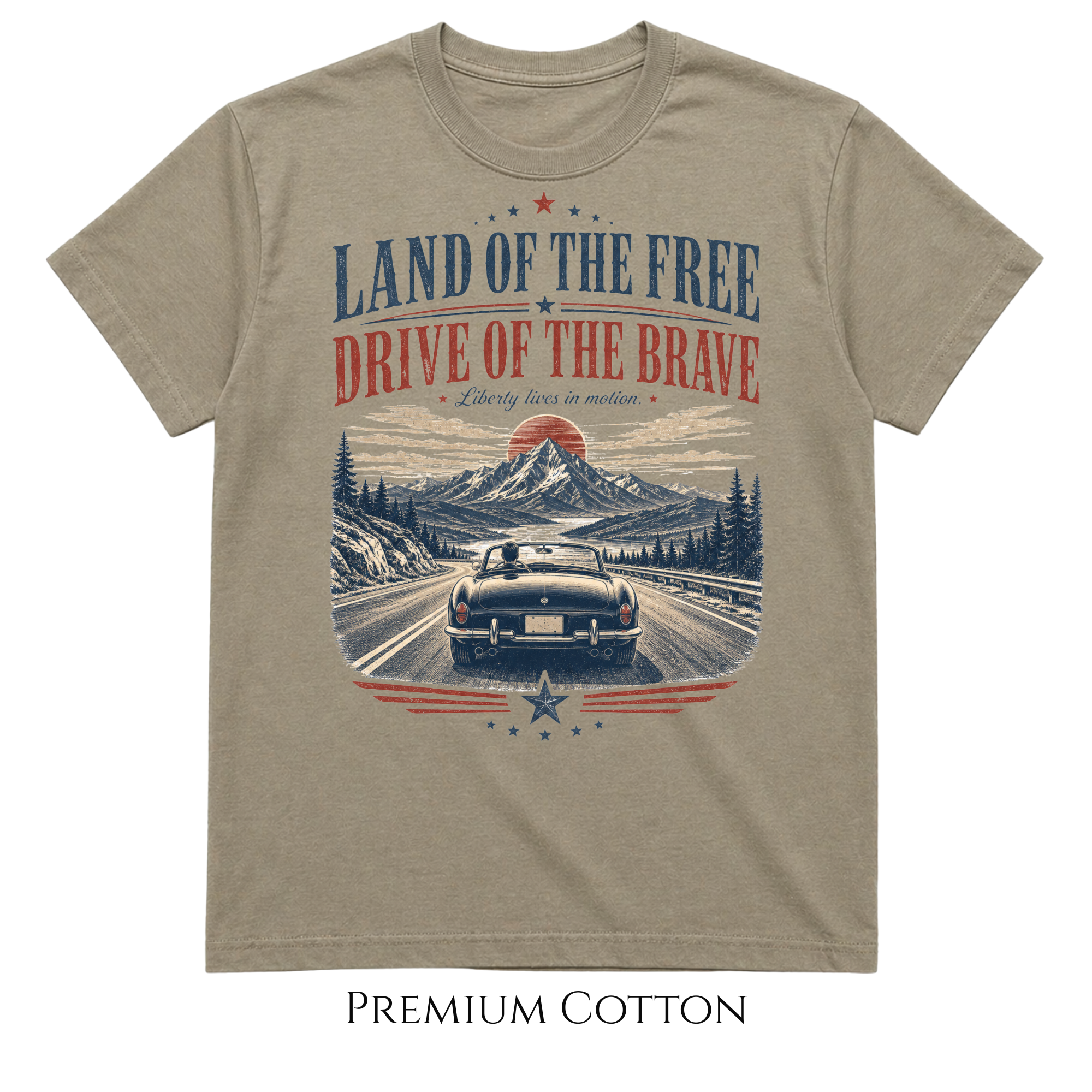 Land of the Free Drive of the Brave Patriotic Car T-Shirt