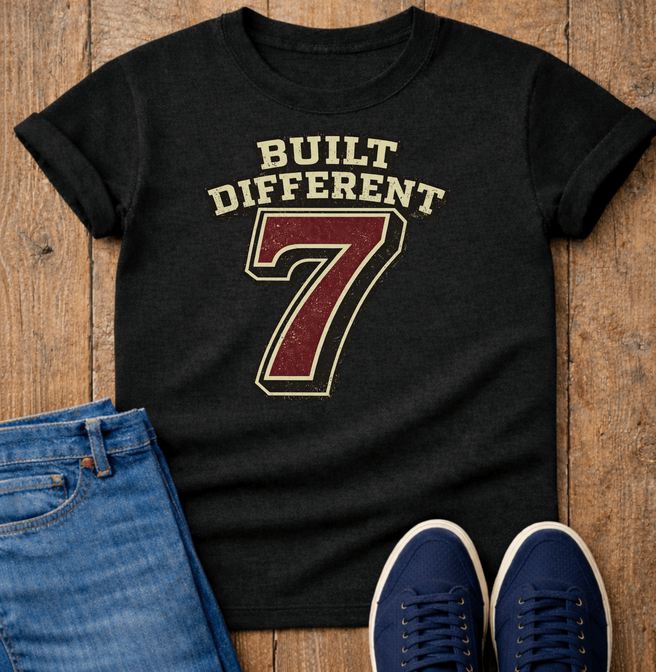 Built Different #7 Vintage Athletic T-Shirt