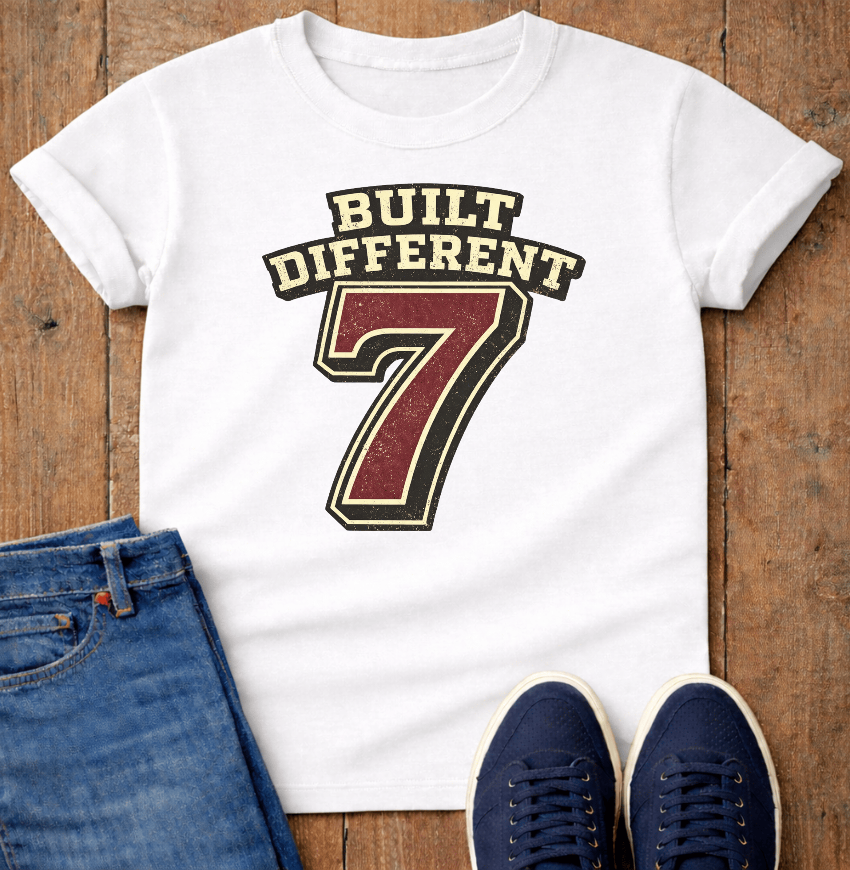 Built Different #7 Vintage Athletic T-Shirt