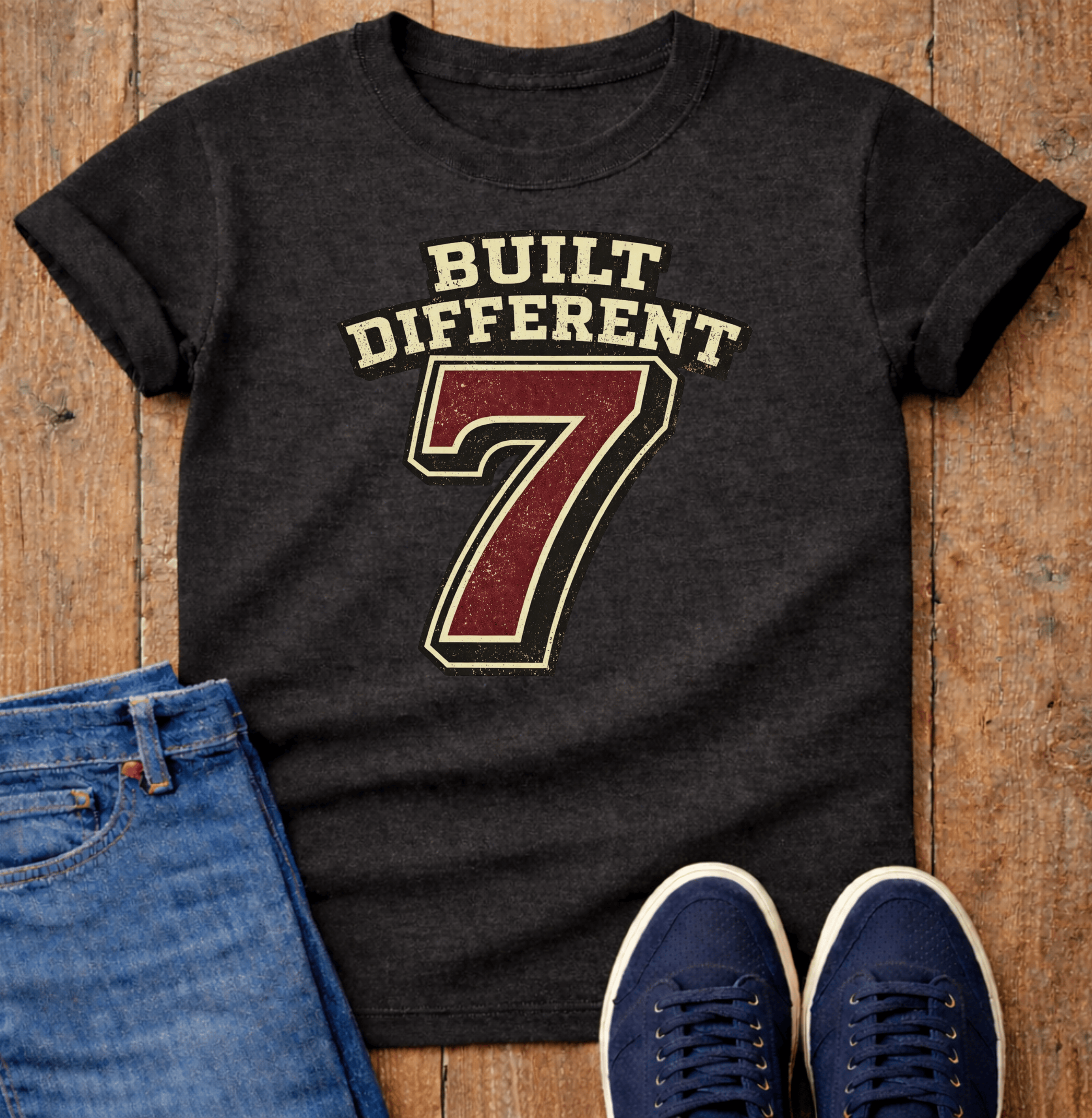 Built Different #7 Vintage Athletic T-Shirt