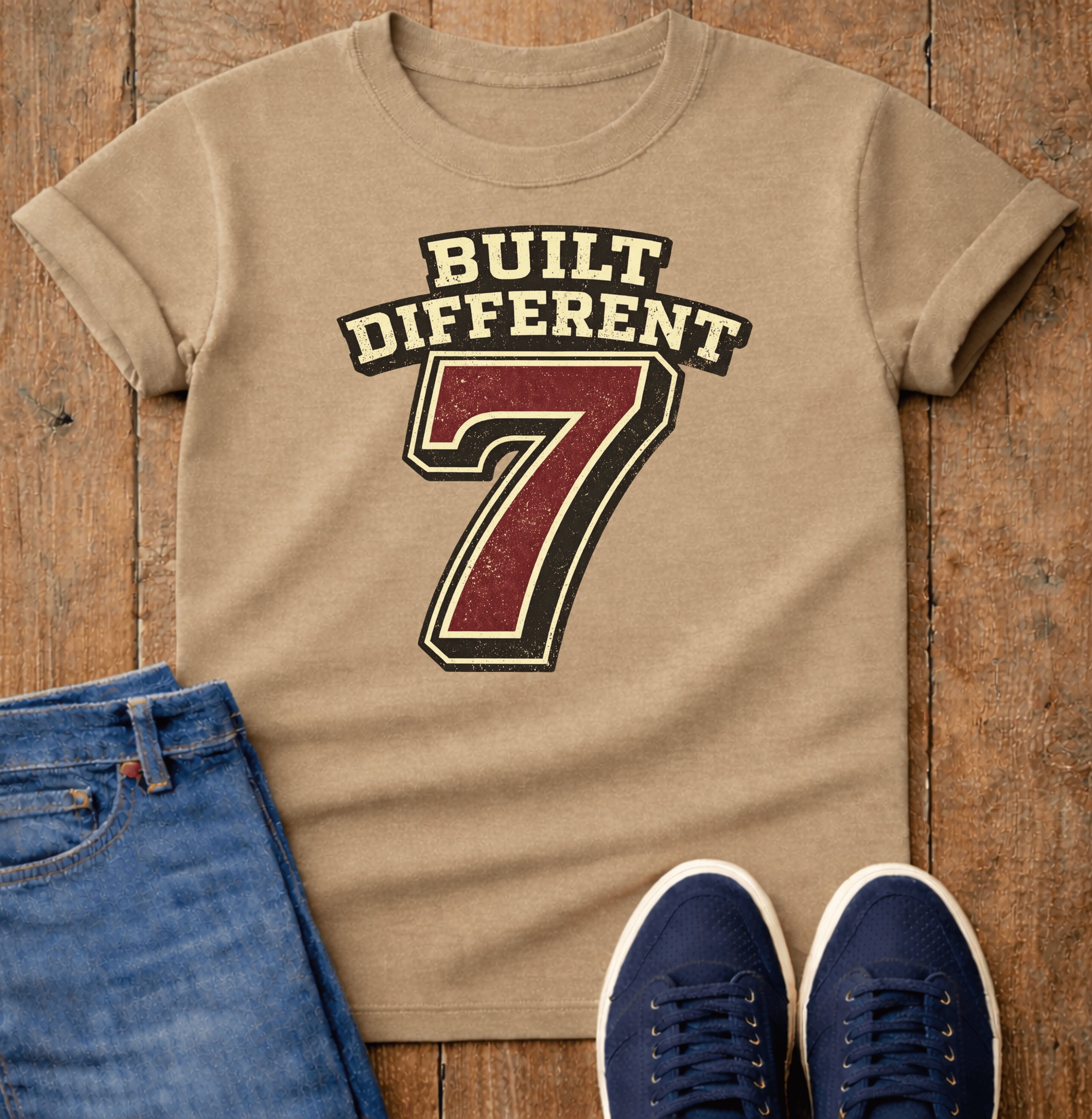 Built Different #7 Vintage Athletic T-Shirt