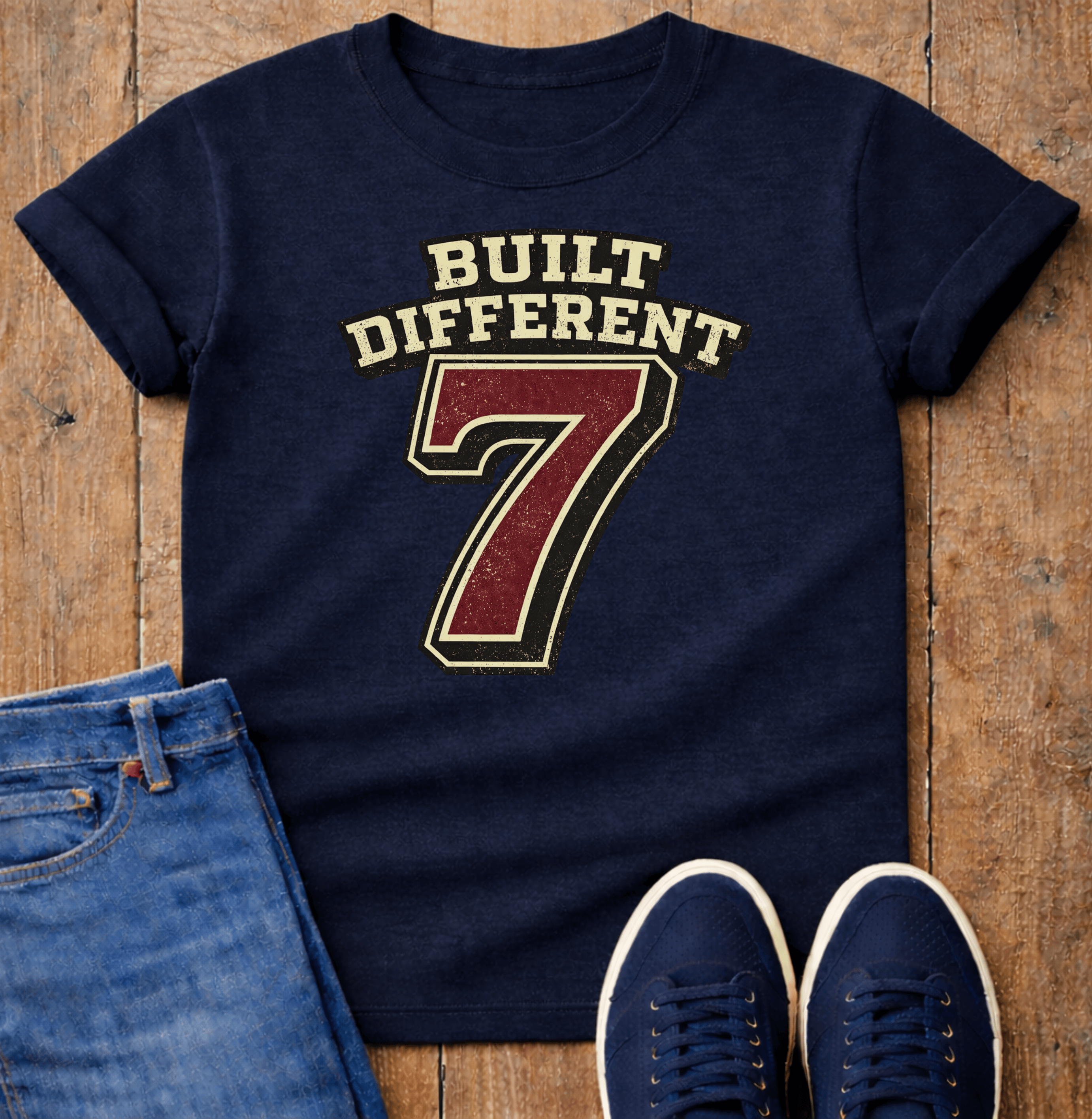 Built Different #7 Vintage Athletic T-Shirt