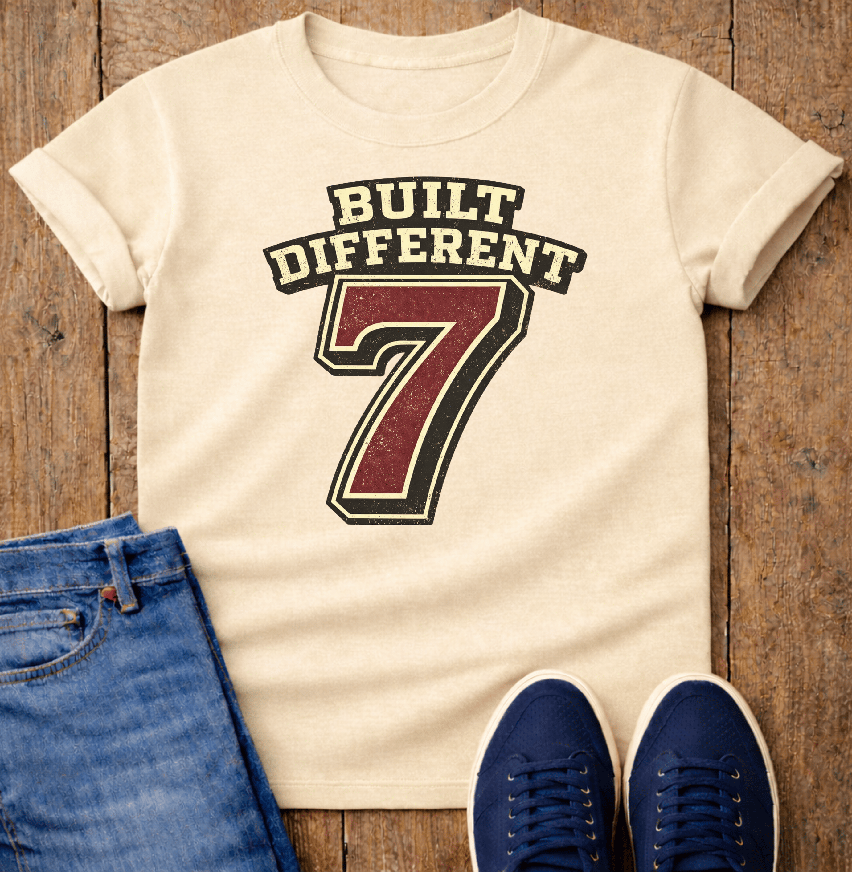 Built Different #7 Vintage Athletic T-Shirt