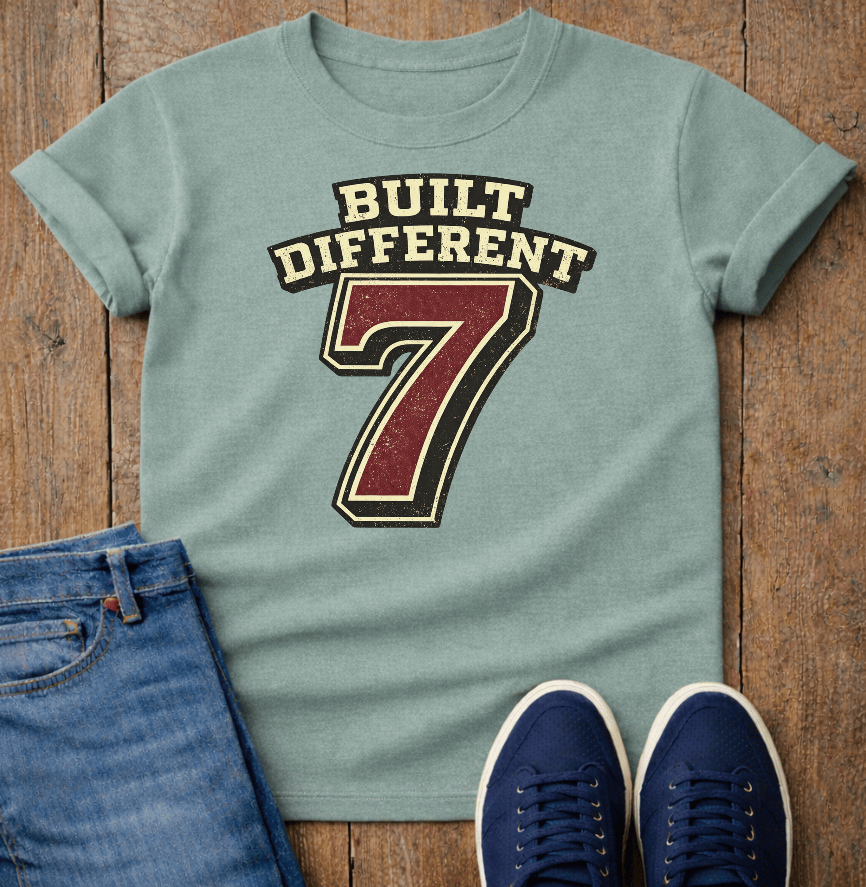 Built Different #7 Vintage Athletic T-Shirt