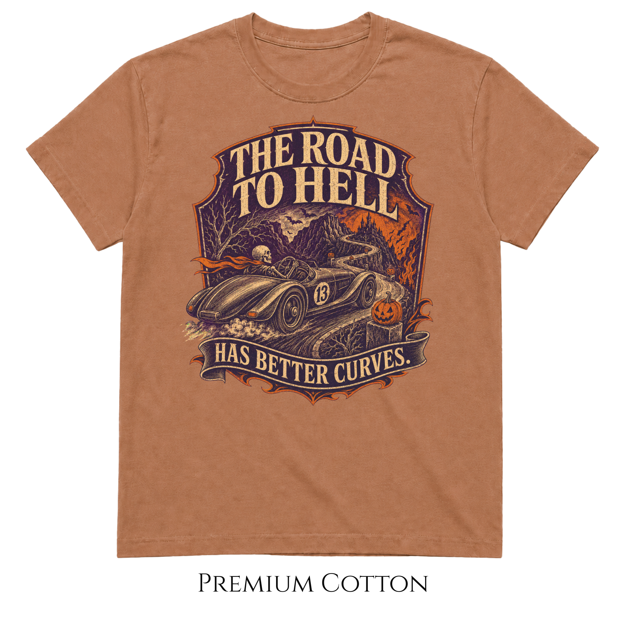 Road to Hell Has Better Curves Halloween Car Shirt