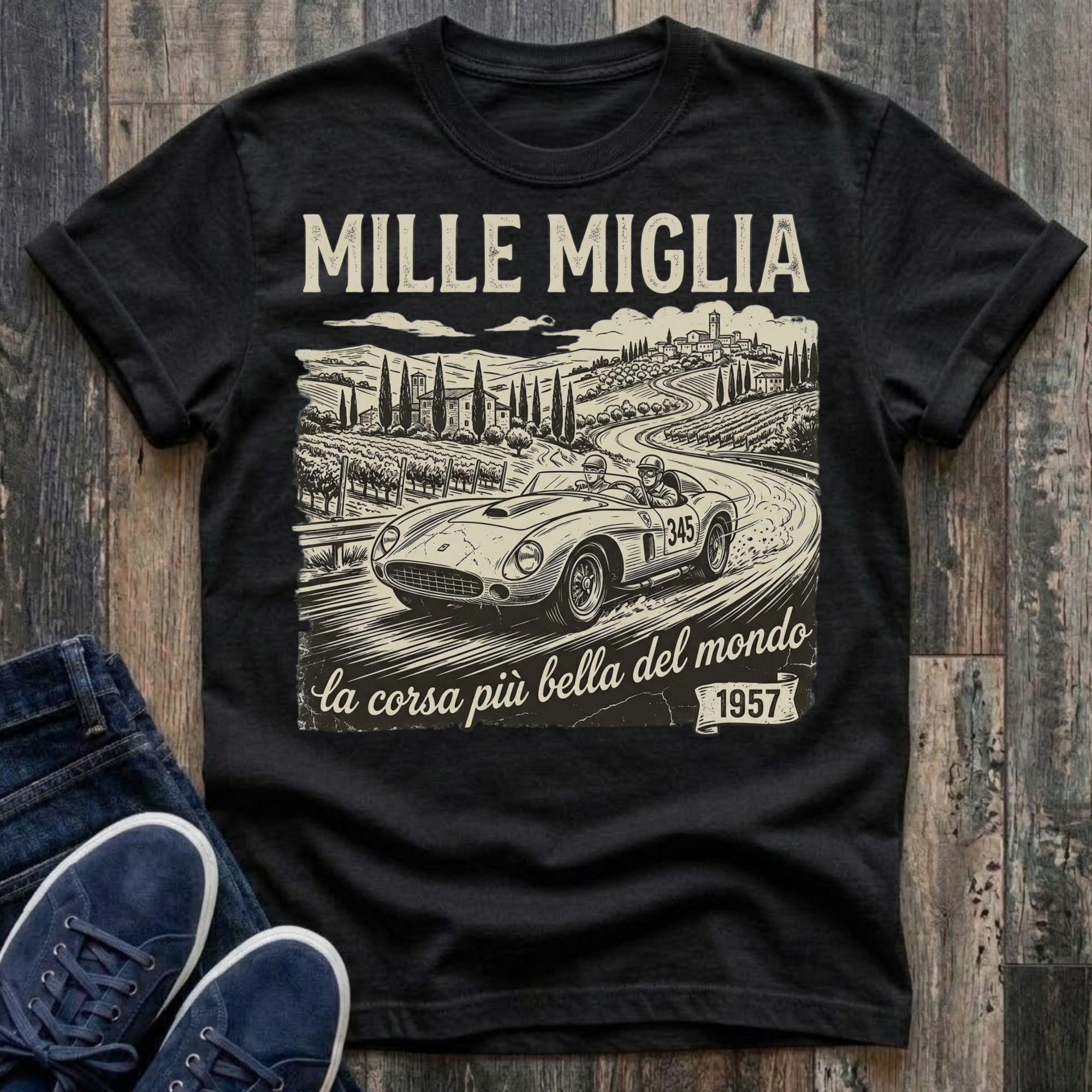 1957 Mille Miglia, The Most Beautiful Race In The World T-Shirt