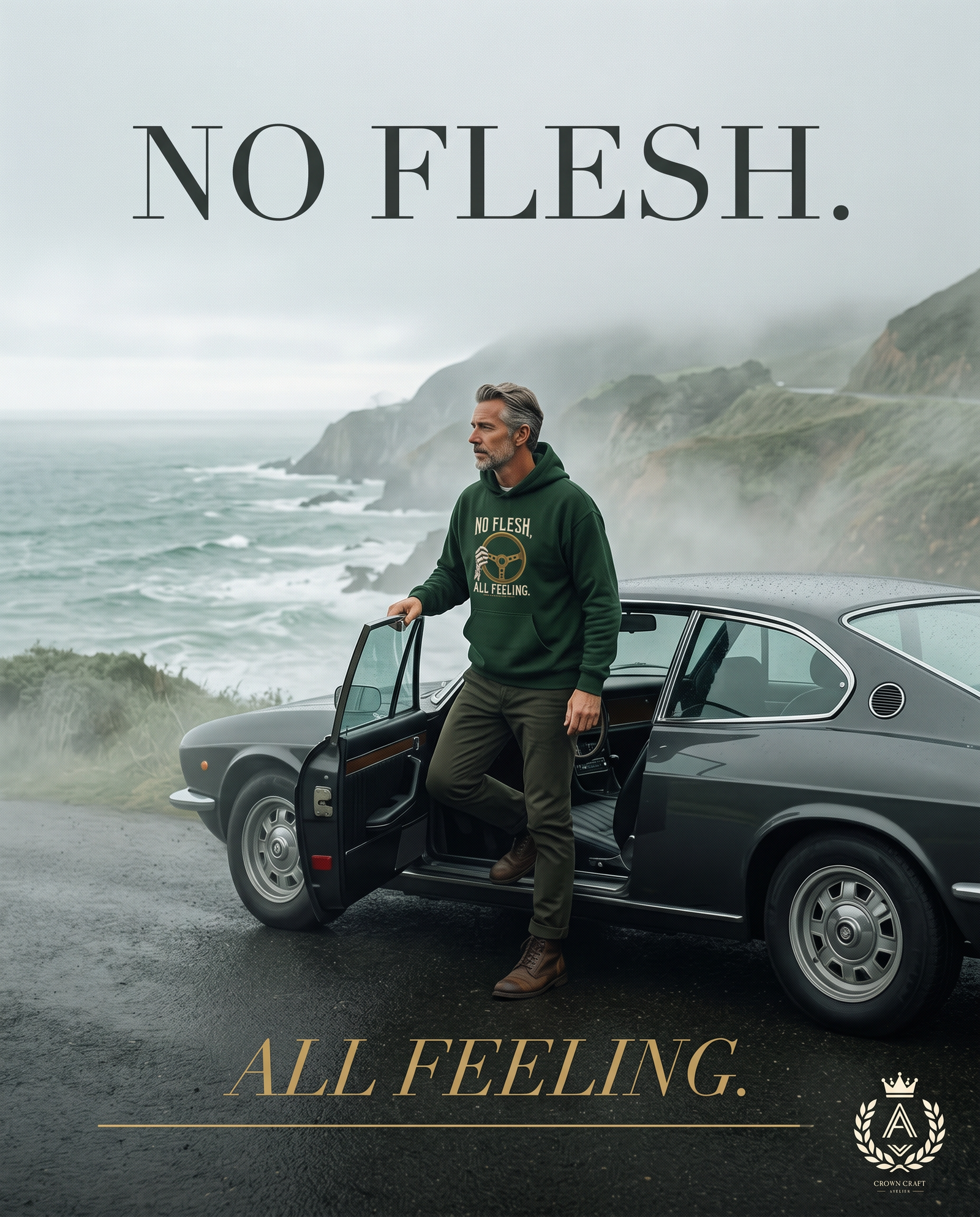 No Flesh All Feeling Hoodie | Skeleton Hand Steering Wheel Car Enthusiast Hoodie