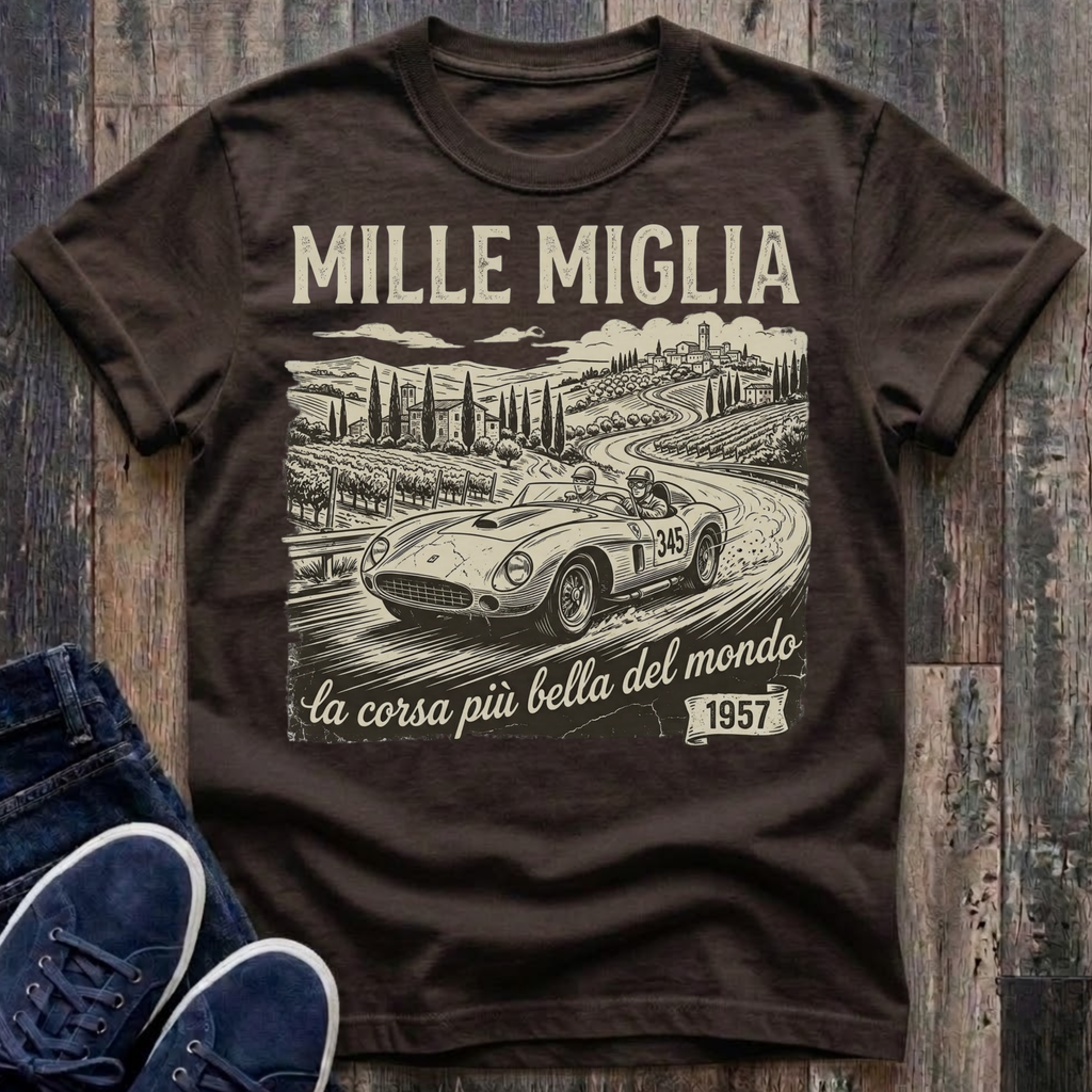 1957 Mille Miglia, The Most Beautiful Race In The World T-Shirt