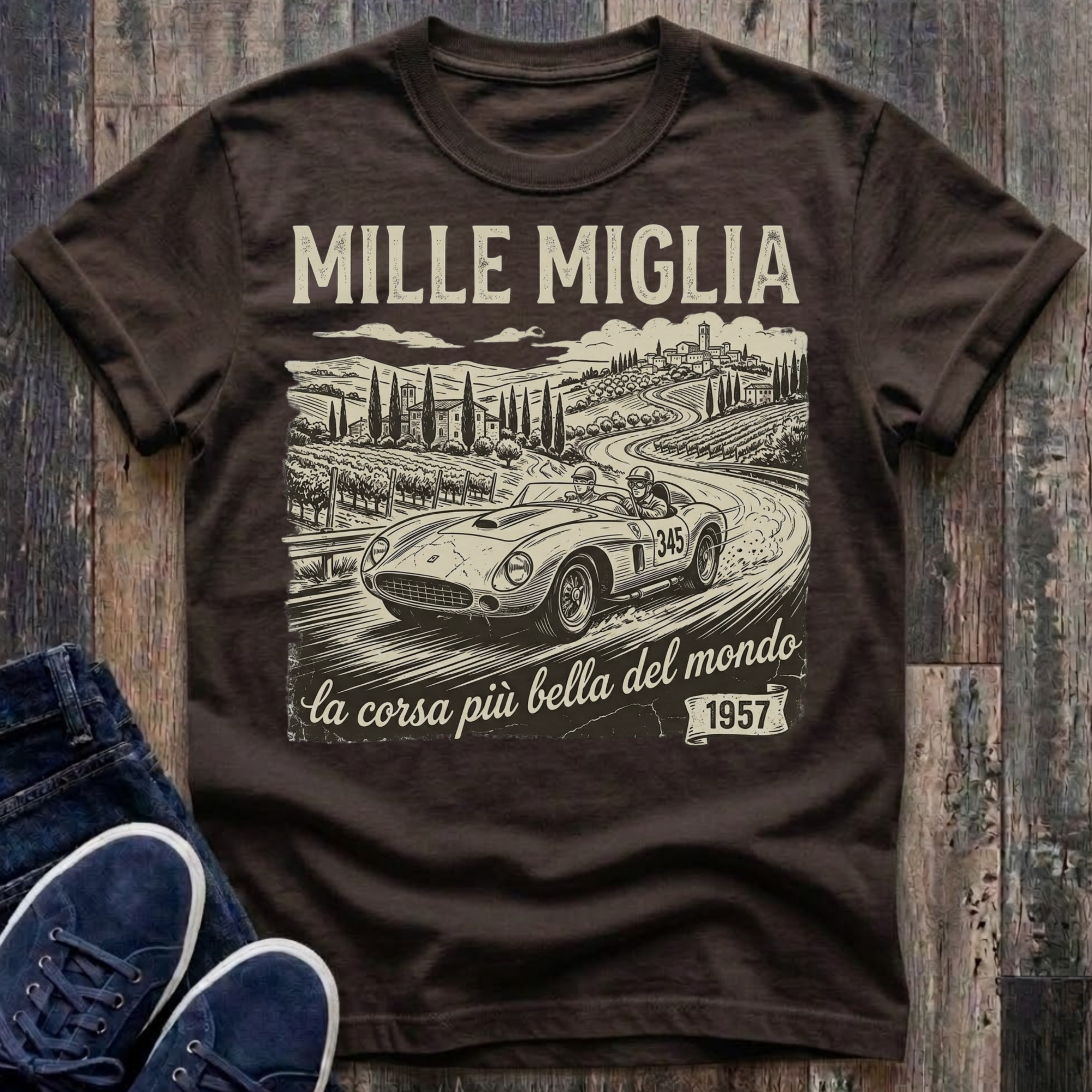 1957 Mille Miglia, The Most Beautiful Race In The World T-Shirt